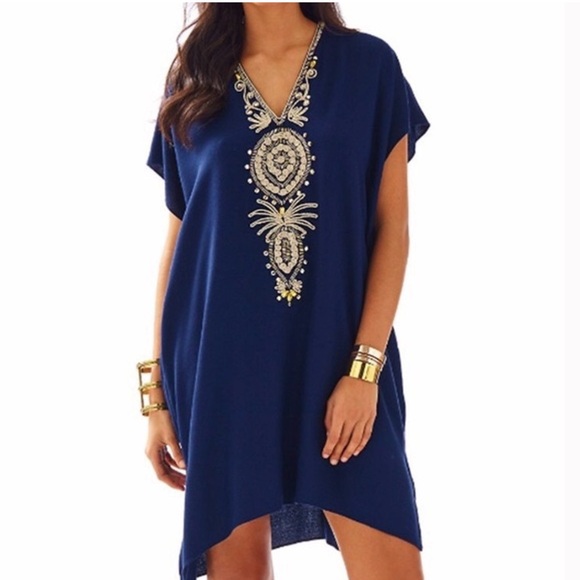 Lilly Pulitzer Chai V-Neck Embellished Caftan Dress